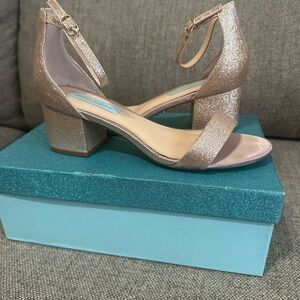 Blue by Betsey Johnson Gold Glitter Block Heels